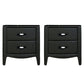 Modern Accent Table Nightstand Glass Bedside Cabinet with Drawers