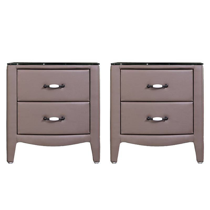 引き出し付きのモダンなアクセントテーブルナイトスタンドガラスベッドサイドキャビネット