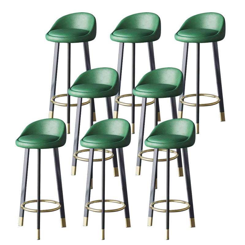 Glam Metal Barstool Fabric Counter Stool in Matte Finish for Home Blackish Green 8 Piece Set Clearhalo 'Bar Furniture' 'Bar Stools' 'bar_stools' 'furn' 'furn_bar_stools' 'Furniture' 'Kitchen & Dining Furniture' 7400815