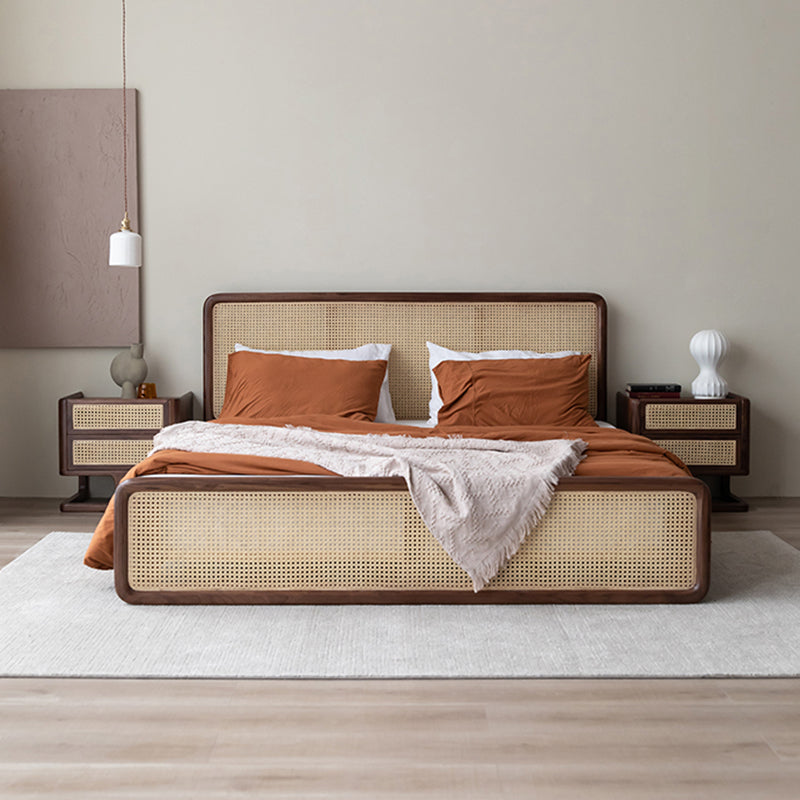 Letto standard in legno massiccio letto rettangolare tropicale con testiera