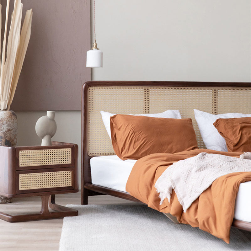 Letto standard in legno massiccio letto rettangolare tropicale con testiera