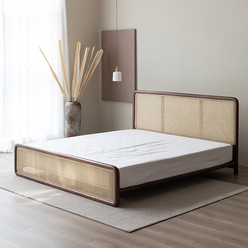 Letto standard in legno massiccio letto rettangolare tropicale con testiera
