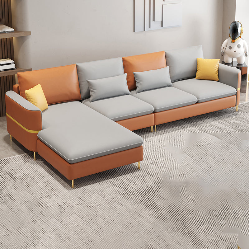 35.43 "Sofá de cuero sintético seccional de alto contenido con cojines de almohada