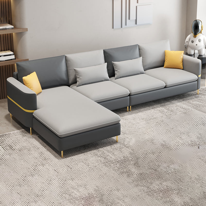 35.43 "Sofá de cuero sintético seccional de alto contenido con cojines de almohada