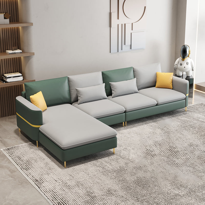 35.43 "Sofá de cuero sintético seccional de alto contenido con cojines de almohada