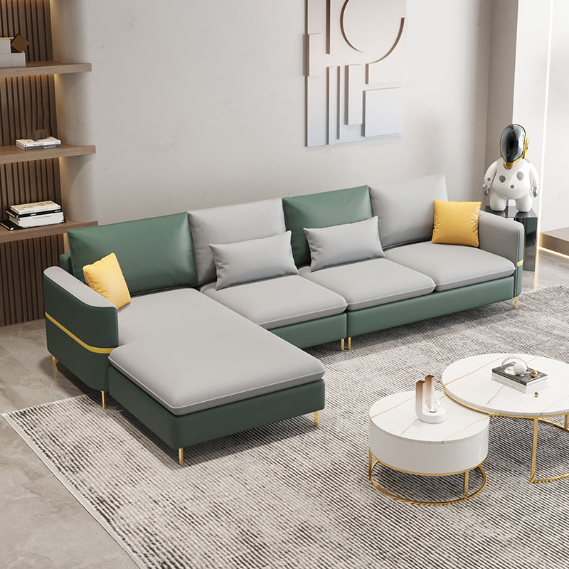 35.43 "Sofá de cuero sintético seccional de alto contenido con cojines de almohada