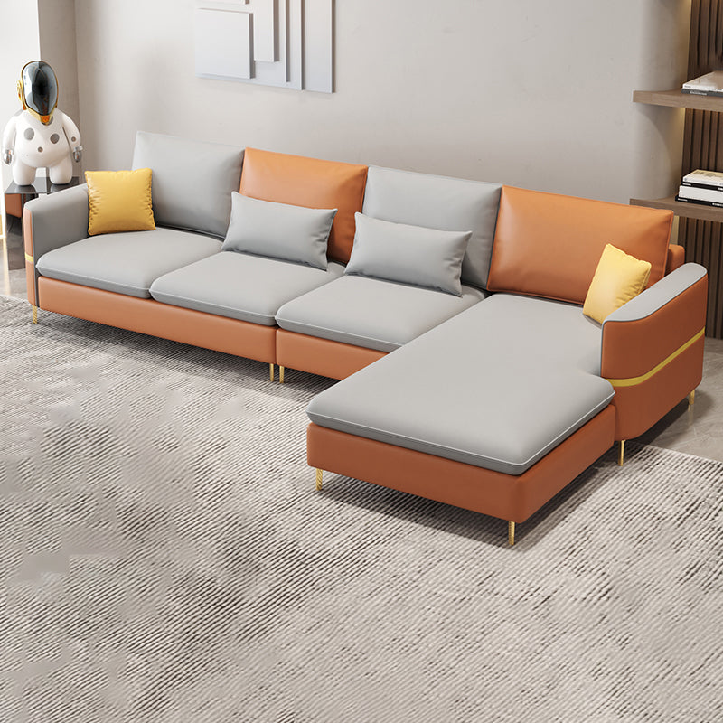 35.43 "Sofá de cuero sintético seccional de alto contenido con cojines de almohada