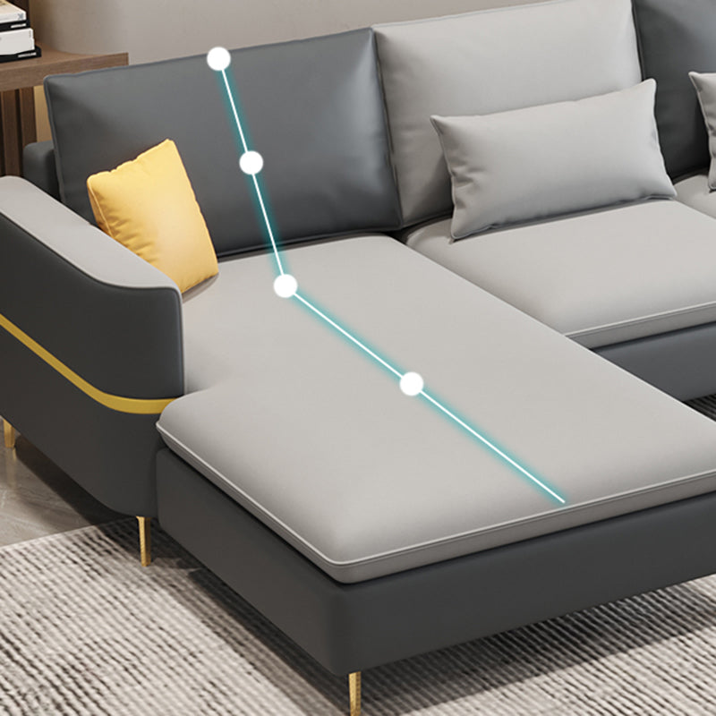 35.43 "Sofá de cuero sintético seccional de alto contenido con cojines de almohada