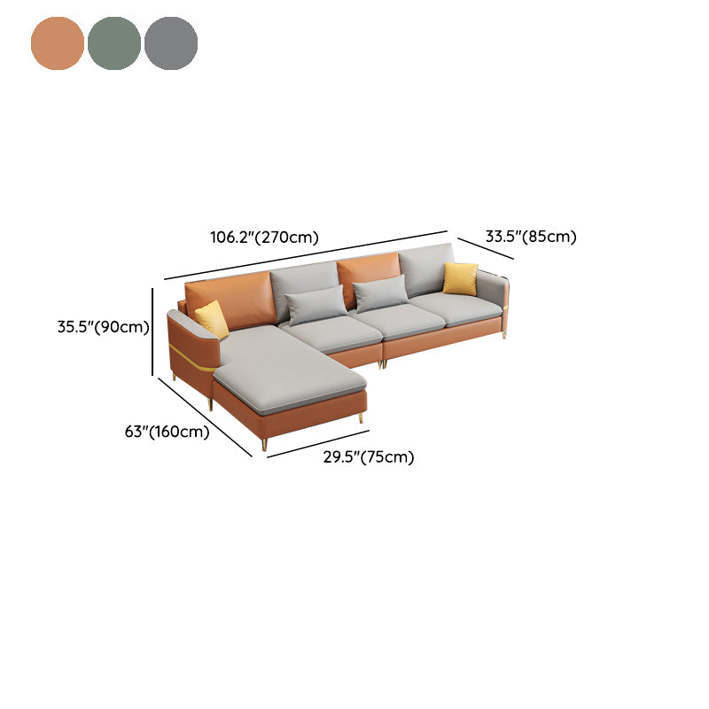 35.43 "Sofá de cuero sintético seccional de alto contenido con cojines de almohada