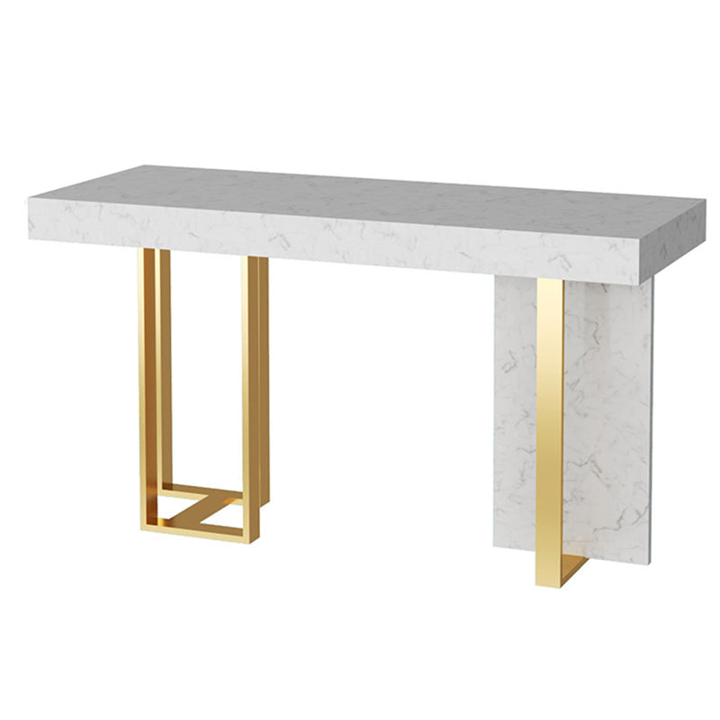 Modern Bar Table Set 1/2/5 Pcs Faux Marble Rectangular Bar Set for Indoor Table White-Gold Clearhalo 'Bar Furniture' 'furn' 'furn_home_bar_bar_sets' 'Furniture' 'Home Bars & Bar Sets' 'home_bar_bar_sets' 'Kitchen & Dining Furniture' 7401092