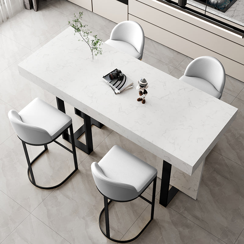 Modern Bar Table Set 1/2/5 Pcs Faux Marble Rectangular Bar Set for Indoor Table & Chair(s) 47.2"L x 17.7"W x 39.4"H Black White Clearhalo 'Bar Furniture' 'furn' 'furn_home_bar_bar_sets' 'Furniture' 'Home Bars & Bar Sets' 'home_bar_bar_sets' 'Kitchen & Dining Furniture' 7401097