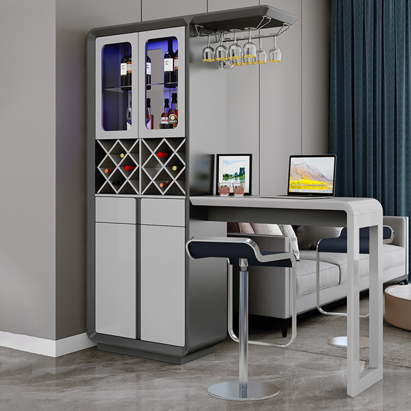 Modern Rectangle Wood Counter Table 2/3 Pieces Bar Table Set with Lockers for Living Room Table & Chair(s) 3 Piece Set Clearhalo 'Bar Furniture' 'furn' 'furn_home_bar_bar_sets' 'Furniture' 'Home Bars & Bar Sets' 'home_bar_bar_sets' 'Kitchen & Dining Furniture' 7401112