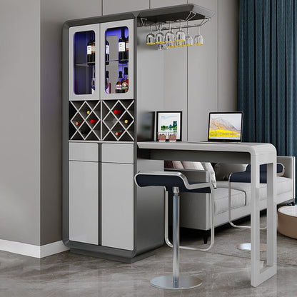 Modern Rectangle Wood Counter Table 2/3 Pieces Bar Table Set with Lockers for Living Room Table & Chair(s) 3 Piece Set