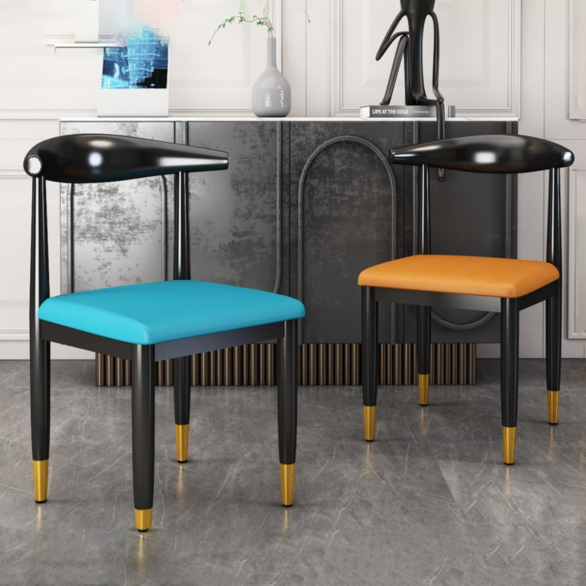 Indoor Open Back Dining Chair Industrial Upholstered Armless Chair