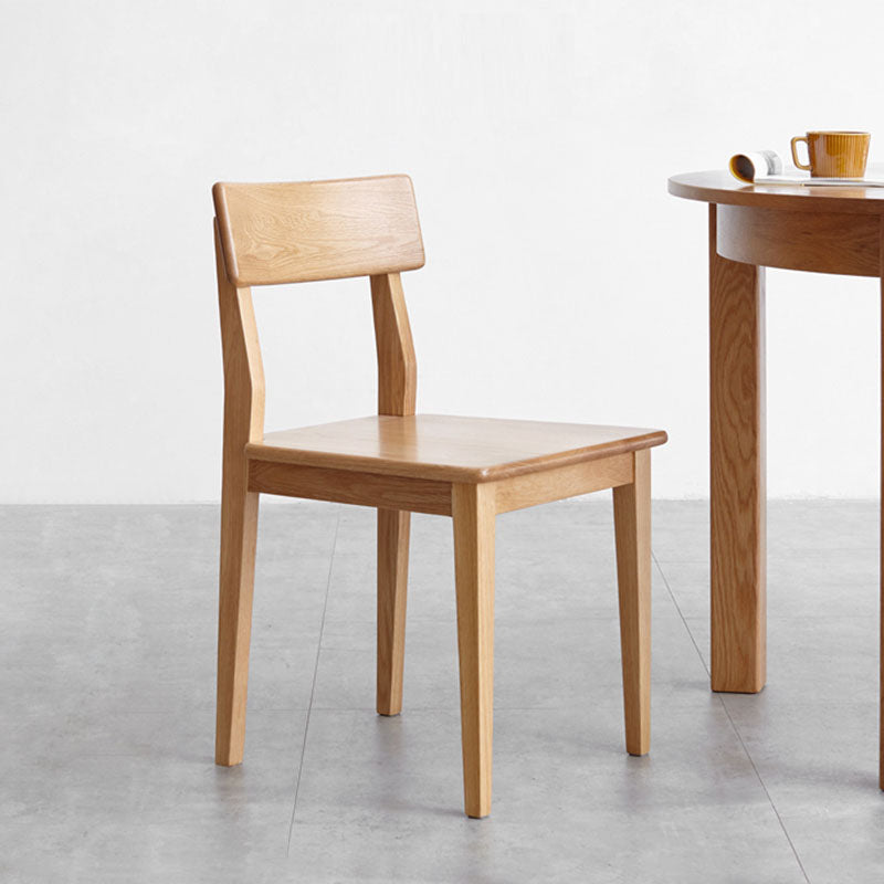 Eiken vaste houten eetkamerstoel eigentijdse keukenarmloze stoel