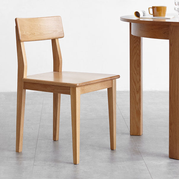 Eiken vaste houten eetkamerstoel eigentijdse keukenarmloze stoel