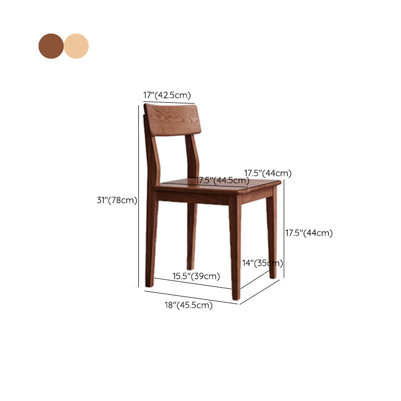Eiken vaste houten eetkamerstoel eigentijdse keukenarmloze stoel