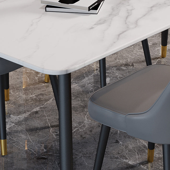 Industrial Kitchen Dinner Table Rectangle Stone 4 Legs Dining Table Clearhalo 'Dining Tables & Seating' 'Dining Tables' 'dining_table' 'furn' 'furn_dining_table' 'Furniture' 'Kitchen & Dining Furniture' 7401776