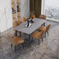 Industrial Kitchen Dinner Table Rectangle Stone 4 Legs Dining Table Gray Without Chairs Clearhalo 'Dining Tables & Seating' 'Dining Tables' 'dining_table' 'furn' 'furn_dining_table' 'Furniture' 'Kitchen & Dining Furniture' 7401781