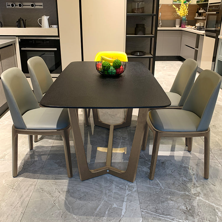 Industrial Kitchen Dinner Table Rectangle Trestle Dining Table Clearhalo 'Dining Tables & Seating' 'Dining Tables' 'dining_table' 'furn' 'furn_dining_table' 'Furniture' 'Kitchen & Dining Furniture' 7401793