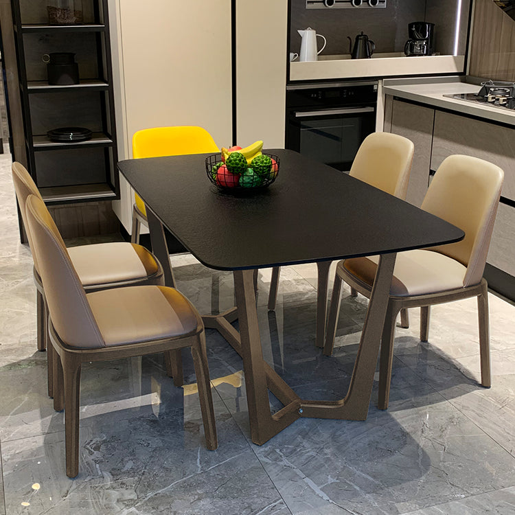 Industrial Kitchen Dinner Table Rectangle Trestle Dining Table Clearhalo 'Dining Tables & Seating' 'Dining Tables' 'dining_table' 'furn' 'furn_dining_table' 'Furniture' 'Kitchen & Dining Furniture' 7401794
