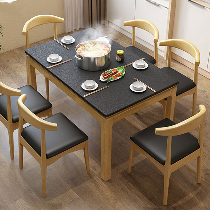 Contemporary Rectangle Dinner Table 4 Legs Kitchen Dining Table Natural Without Chairs Clearhalo 'Dining Tables & Seating' 'Dining Tables' 'dining_table' 'furn' 'furn_dining_table' 'Furniture' 'Kitchen & Dining Furniture' 7401801