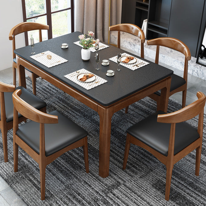 Contemporary Rectangle Dinner Table 4 Legs Kitchen Dining Table Brown Without Chairs Clearhalo 'Dining Tables & Seating' 'Dining Tables' 'dining_table' 'furn' 'furn_dining_table' 'Furniture' 'Kitchen & Dining Furniture' 7401803