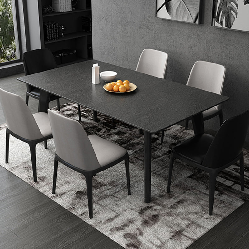 Modern Black Dinette Table with Ash Wood Base Rectangle Indoor Dining Table Clearhalo 'Dining Tables & Seating' 'Dining Tables' 'dining_table' 'furn' 'furn_dining_table' 'Furniture' 'Kitchen & Dining Furniture' 7401811
