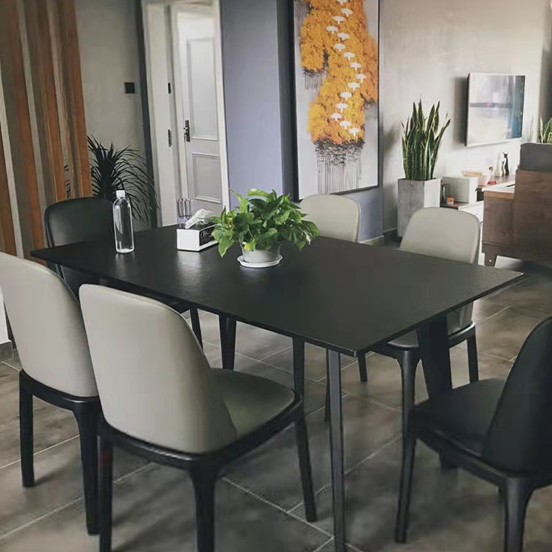 Modern Black Dinette Table with Ash Wood Base Rectangle Indoor Dining Table Clearhalo 'Dining Tables & Seating' 'Dining Tables' 'dining_table' 'furn' 'furn_dining_table' 'Furniture' 'Kitchen & Dining Furniture' 7401813