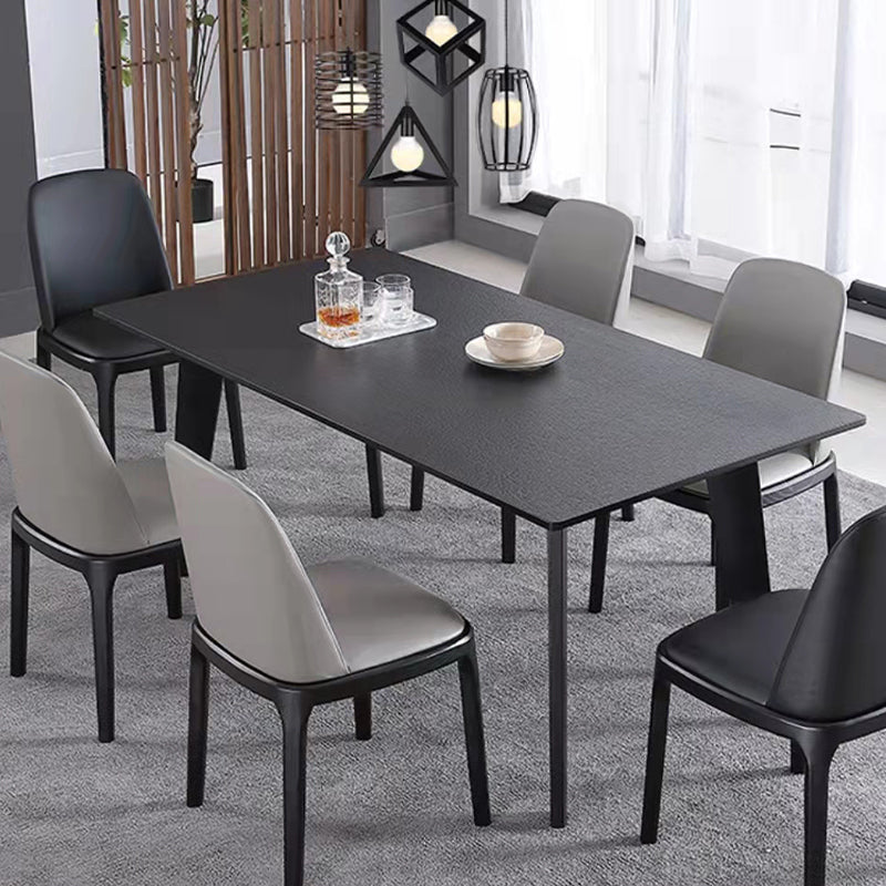 Modern Black Dinette Table with Ash Wood Base Rectangle Indoor Dining Table Clearhalo 'Dining Tables & Seating' 'Dining Tables' 'dining_table' 'furn' 'furn_dining_table' 'Furniture' 'Kitchen & Dining Furniture' 7401814