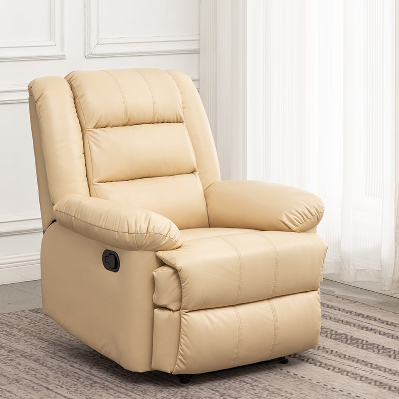Faux Leather Swivel Base Recliner Chair Modern 36.2" W Recliners with Massage Off-White Clearhalo 'Chairs & Seating' 'furn' 'furn_recliners' 'Furniture' 'Living Room Furniture' 'Recliners' 7401979