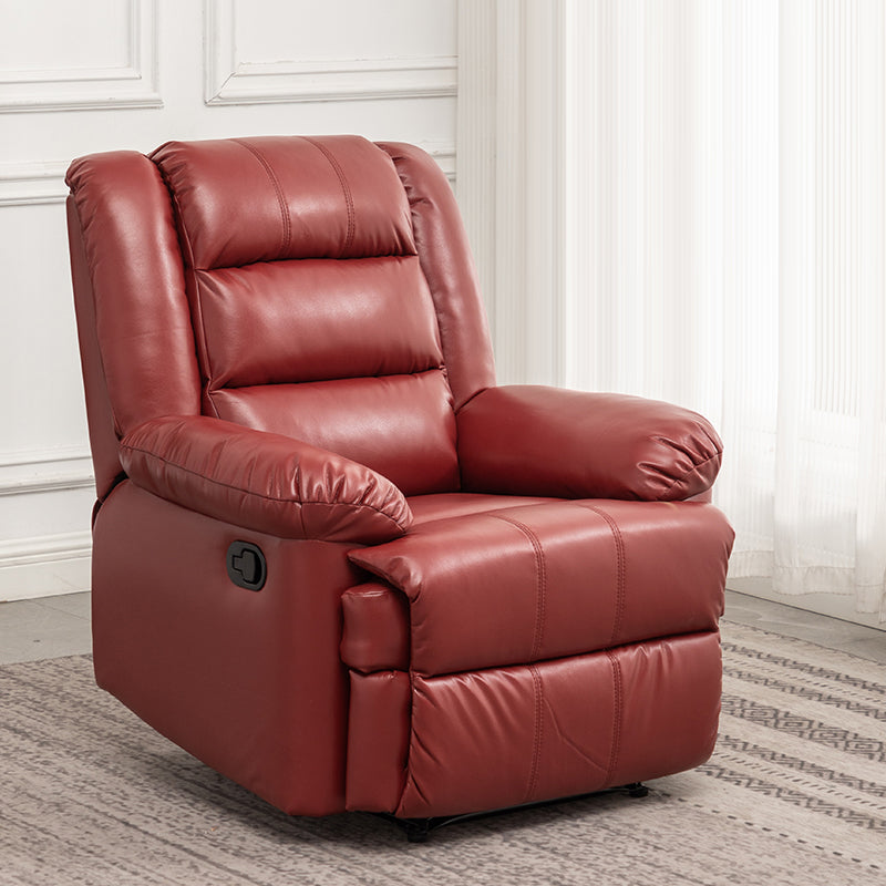 Faux Leather Swivel Base Recliner Chair Modern 36.2" W Recliners with Massage Red Clearhalo 'Chairs & Seating' 'furn' 'furn_recliners' 'Furniture' 'Living Room Furniture' 'Recliners' 7401982