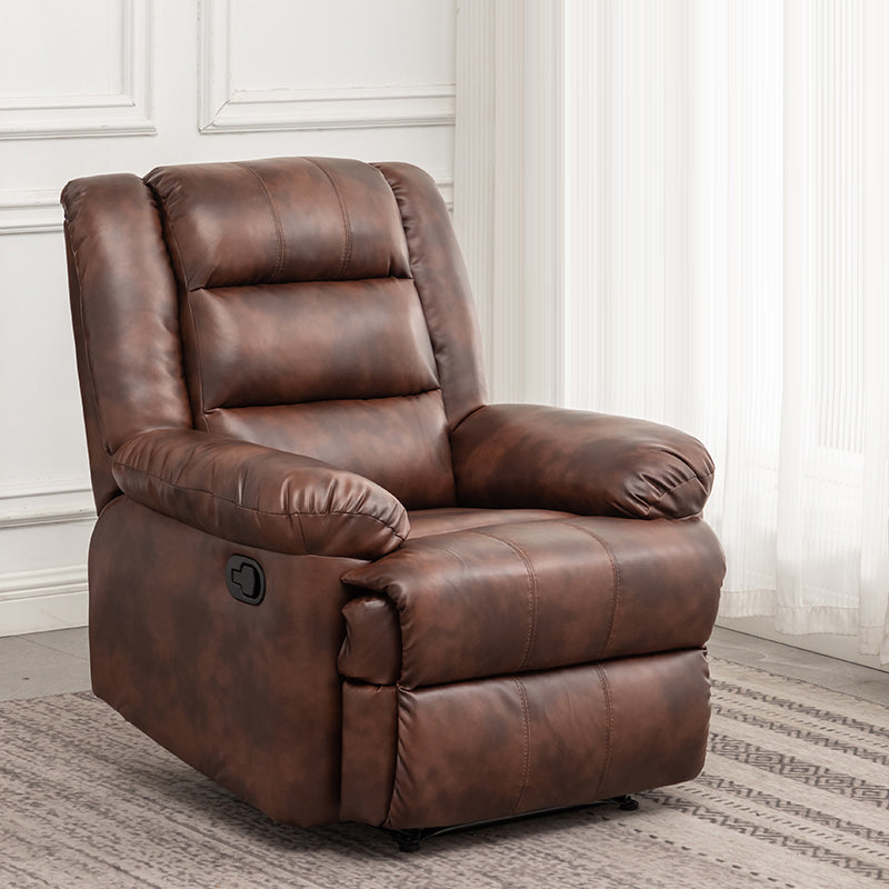Faux Leather Swivel Base Recliner Chair Modern 36.2" W Recliners with Massage Brown Clearhalo 'Chairs & Seating' 'furn' 'furn_recliners' 'Furniture' 'Living Room Furniture' 'Recliners' 7401985