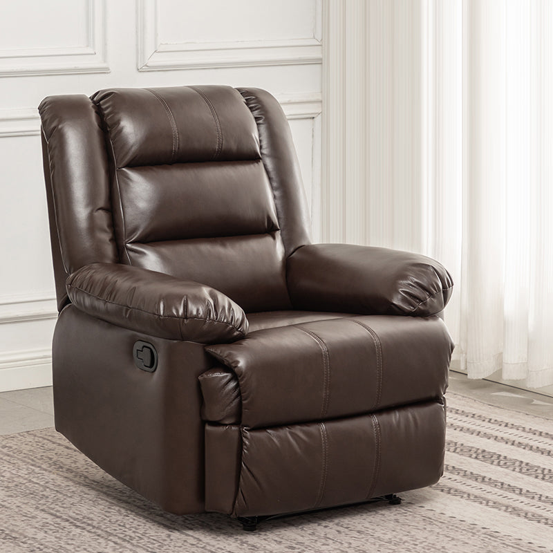 Faux Leather Swivel Base Recliner Chair Modern 36.2" W Recliners with Massage Dark Brown Clearhalo 'Chairs & Seating' 'furn' 'furn_recliners' 'Furniture' 'Living Room Furniture' 'Recliners' 7401987