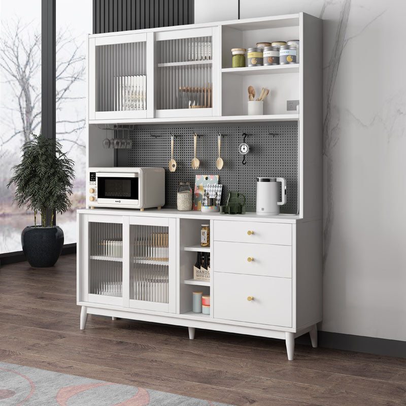 Modern Wood Sideboard Table Open Storage Cabinets Included for Living Room 63"L x 16"W x 79"H White Clearhalo 'buffet_sideboard' 'Buffets & Sideboards' 'furn' 'furn_buffet_sideboard' 'Furniture' 'Kitchen & Dining Furniture' 7402488
