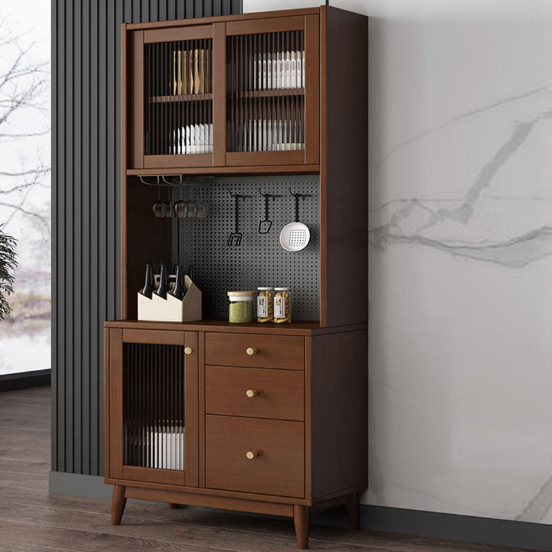 Modern Wood Sideboard Table Open Storage Cabinets Included for Living Room 31"L x 16"W x 79"H Walnut Clearhalo 'buffet_sideboard' 'Buffets & Sideboards' 'furn' 'furn_buffet_sideboard' 'Furniture' 'Kitchen & Dining Furniture' 7402492