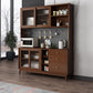 Modern Wood Sideboard Table Open Storage Cabinets Included for Living Room 63"L x 16"W x 79"H Walnut Clearhalo 'buffet_sideboard' 'Buffets & Sideboards' 'furn' 'furn_buffet_sideboard' 'Furniture' 'Kitchen & Dining Furniture' 7402495