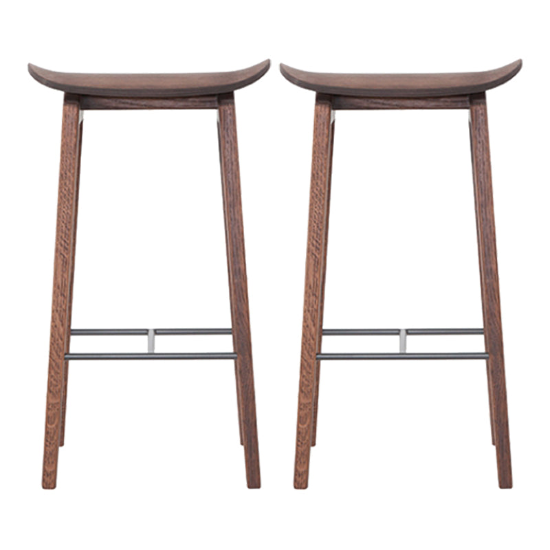 Industrial Solid Wood Stool Saddle Seat Stool for Living Room Walnut 2 Piece Set Clearhalo 'Bar Furniture' 'Bar Stools' 'bar_stools' 'furn' 'furn_bar_stools' 'Furniture' 'Kitchen & Dining Furniture' 7403388