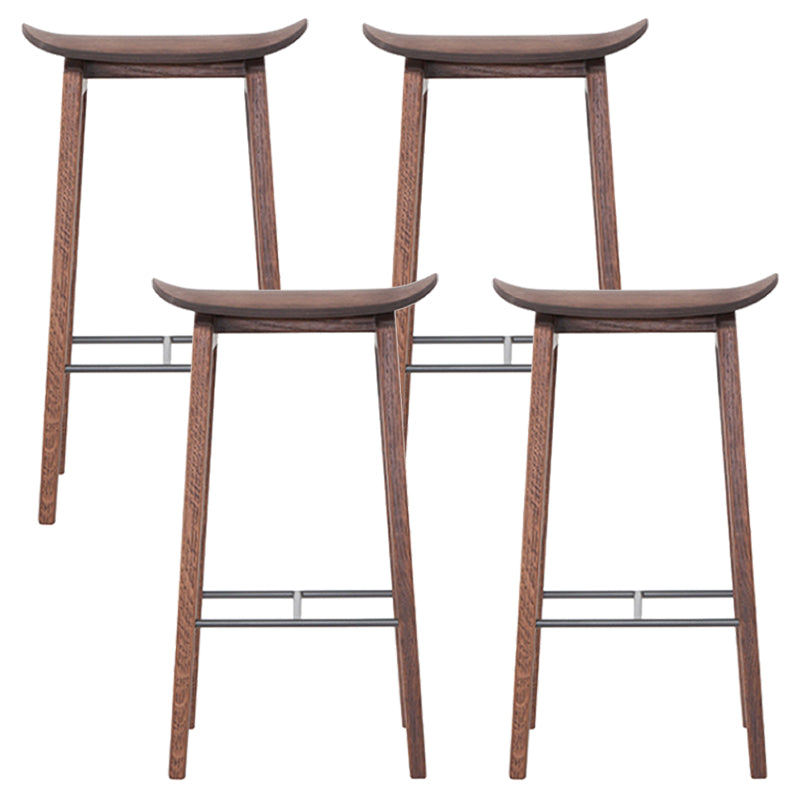 Industrial Solid Wood Stool Saddle Seat Stool for Living Room Walnut 4 Piece Set Clearhalo 'Bar Furniture' 'Bar Stools' 'bar_stools' 'furn' 'furn_bar_stools' 'Furniture' 'Kitchen & Dining Furniture' 7403389