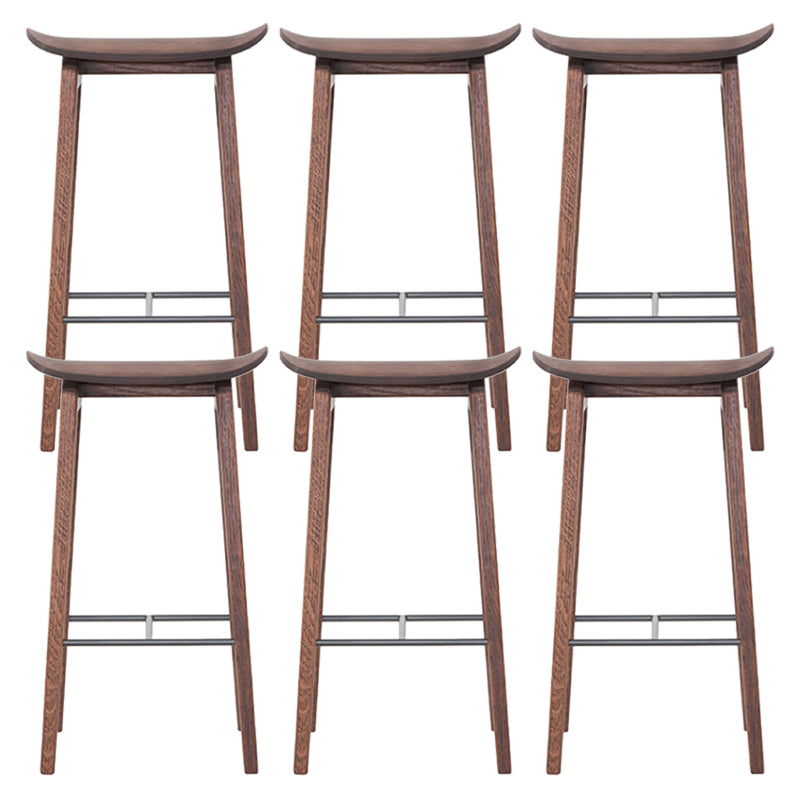 Industrial Solid Wood Stool Saddle Seat Stool for Living Room Walnut 6 Piece Set Clearhalo 'Bar Furniture' 'Bar Stools' 'bar_stools' 'furn' 'furn_bar_stools' 'Furniture' 'Kitchen & Dining Furniture' 7403391