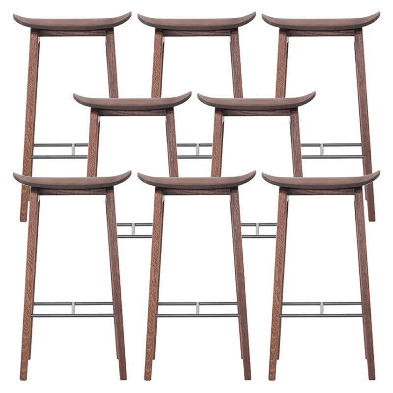 Industrial Solid Wood Stool Saddle Seat Stool for Living Room Walnut 8 Piece Set Clearhalo 'Bar Furniture' 'Bar Stools' 'bar_stools' 'furn' 'furn_bar_stools' 'Furniture' 'Kitchen & Dining Furniture' 7403393