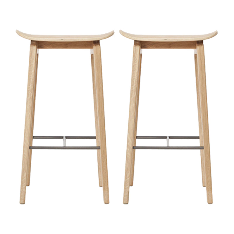 Industrial Solid Wood Stool Saddle Seat Stool for Living Room Natural 2 Piece Set Clearhalo 'Bar Furniture' 'Bar Stools' 'bar_stools' 'furn' 'furn_bar_stools' 'Furniture' 'Kitchen & Dining Furniture' 7403397