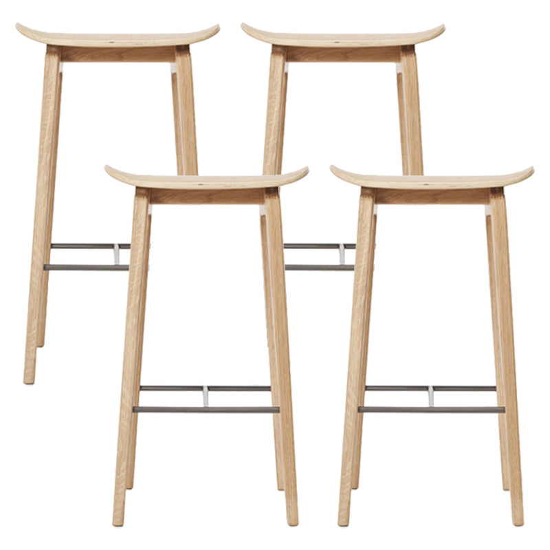 Industrial Solid Wood Stool Saddle Seat Stool for Living Room Natural 4 Piece Set Clearhalo 'Bar Furniture' 'Bar Stools' 'bar_stools' 'furn' 'furn_bar_stools' 'Furniture' 'Kitchen & Dining Furniture' 7403398
