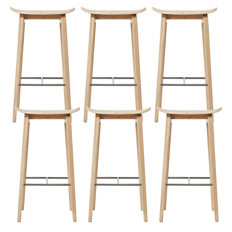 Industrial Solid Wood Stool Saddle Seat Stool for Living Room Natural 6 Piece Set Clearhalo 'Bar Furniture' 'Bar Stools' 'bar_stools' 'furn' 'furn_bar_stools' 'Furniture' 'Kitchen & Dining Furniture' 7403399