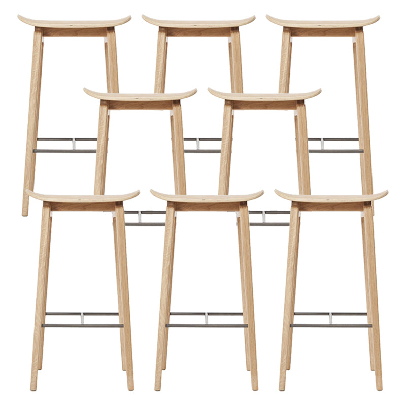 Industrial Solid Wood Stool Saddle Seat Stool for Living Room Natural 8 Piece Set Clearhalo 'Bar Furniture' 'Bar Stools' 'bar_stools' 'furn' 'furn_bar_stools' 'Furniture' 'Kitchen & Dining Furniture' 7403400