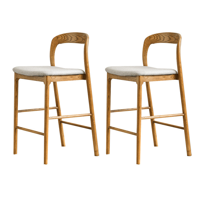 Indoor Solid Wood Bar Stool Upholstered Bar Stool with Footrest Wooden Gray 2 Piece Set Clearhalo 'Bar Furniture' 'Bar Stools' 'bar_stools' 'furn' 'furn_bar_stools' 'Furniture' 'Kitchen & Dining Furniture' 7403409