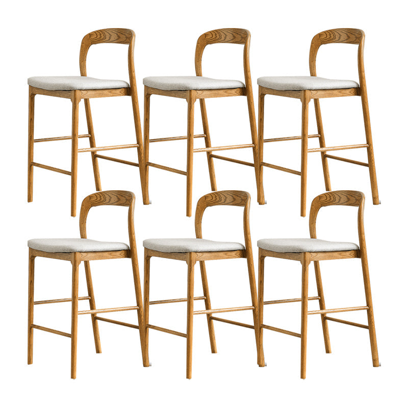 Indoor Solid Wood Bar Stool Upholstered Bar Stool with Footrest Wooden Gray 6 Piece Set Clearhalo 'Bar Furniture' 'Bar Stools' 'bar_stools' 'furn' 'furn_bar_stools' 'Furniture' 'Kitchen & Dining Furniture' 7403413