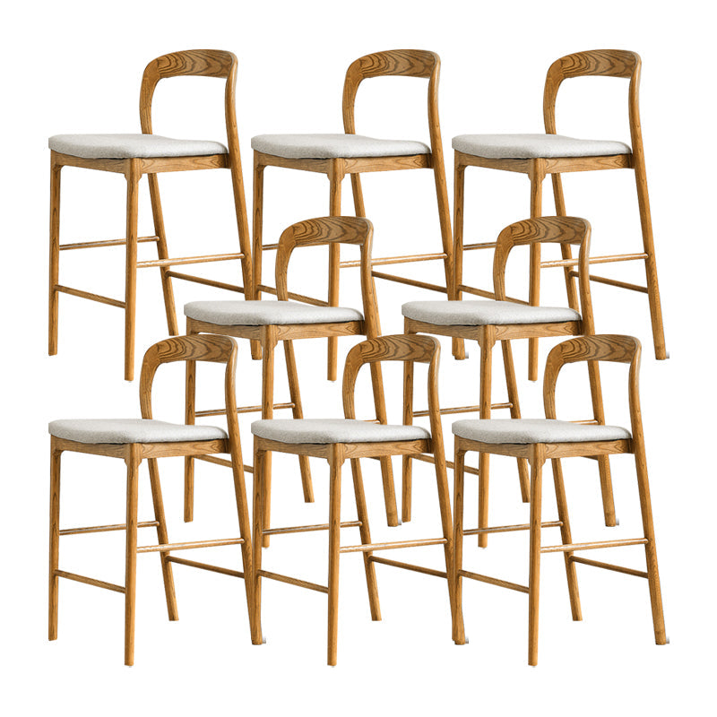 Indoor Solid Wood Bar Stool Upholstered Bar Stool with Footrest Wooden Gray 8 Piece Set Clearhalo 'Bar Furniture' 'Bar Stools' 'bar_stools' 'furn' 'furn_bar_stools' 'Furniture' 'Kitchen & Dining Furniture' 7403414