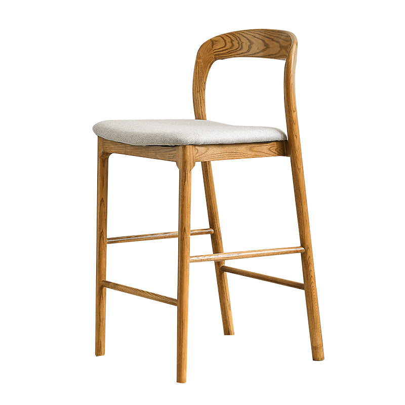 Indoor Solid Wood Bar Stool Upholstered Bar Stool with Footrest Clearhalo 'Bar Furniture' 'Bar Stools' 'bar_stools' 'furn' 'furn_bar_stools' 'Furniture' 'Kitchen & Dining Furniture' 7403415