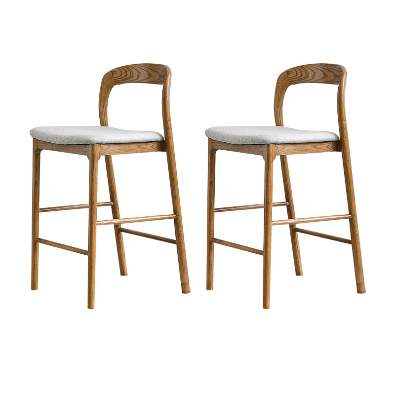 Indoor Solid Wood Bar Stool Upholstered Bar Stool with Footrest Walnut + Gray 2 Piece Set Clearhalo 'Bar Furniture' 'Bar Stools' 'bar_stools' 'furn' 'furn_bar_stools' 'Furniture' 'Kitchen & Dining Furniture' 7403419